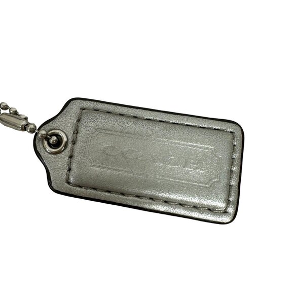 Coach Replacement Strap Silver Metallic Leather + Hangtag + 3 Zipper Pulls Vtg - Picture 3 of 8